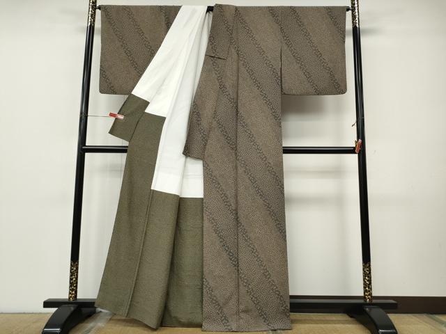 平和屋着物●上質な小紋 斜線花文 正絹 逸品 CABJ6629ut