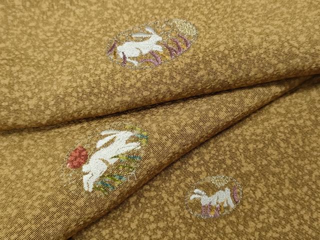 平和屋着物●上質な小紋 総刺繍 跳兎 金銀糸 正絹 逸品 CABJ6633ut
