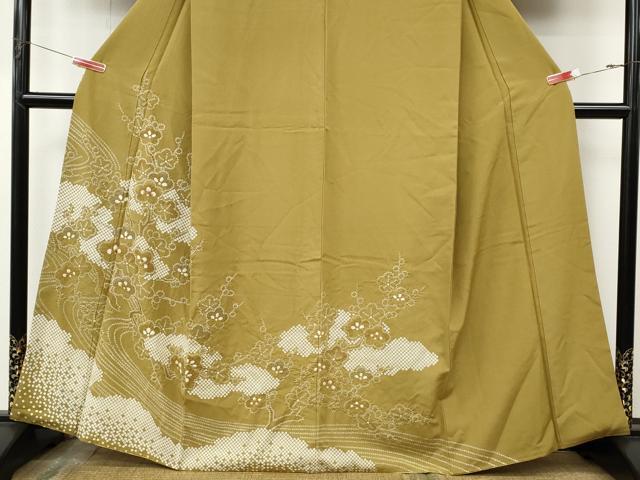 平和屋着物●訪問着 絞り 雲重ね枝梅文 金彩 正絹 逸品 CABJ6636ut