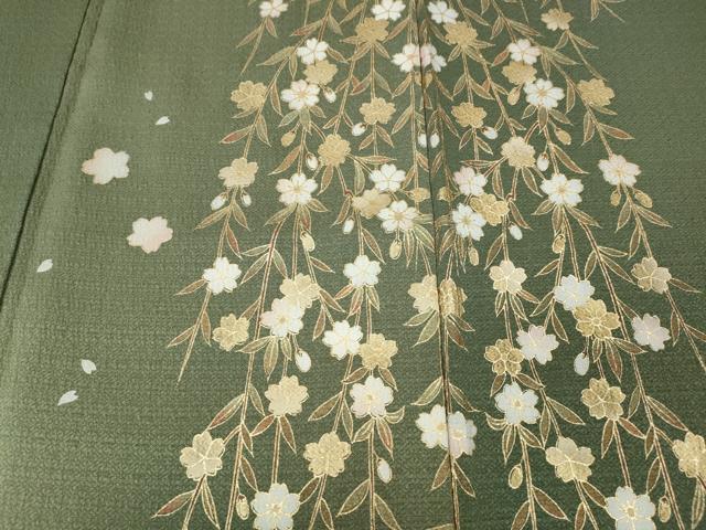 平和屋着物●訪問着 枝垂れ桜文 暈し染め 金彩 正絹 逸品 CABJ6643ut