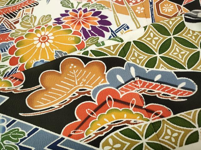 平和屋着物●豪華振袖 紅型 風景草花文 正絹 逸品 CABJ6646ut