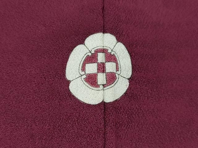 平和屋着物●上質な色無地 霞地紋 暗紅色 正絹 逸品 CABJ6650ut