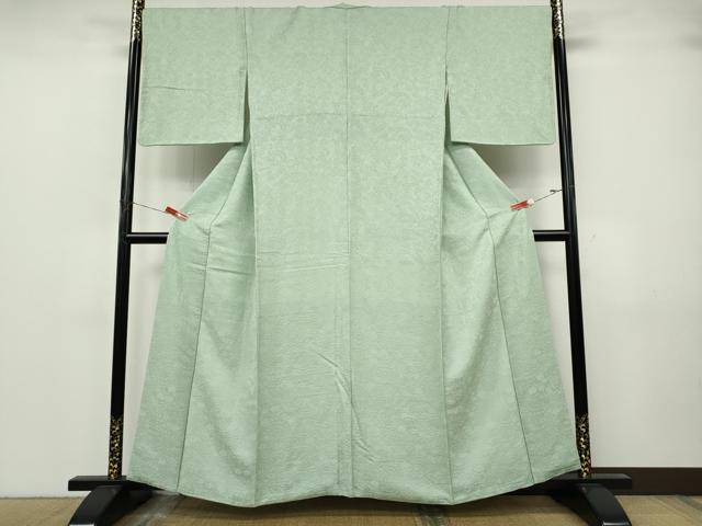 平和屋着物●上質な色無地 辻が花地紋 白緑色 さが美扱い 正絹 逸品 CABJ6653ut