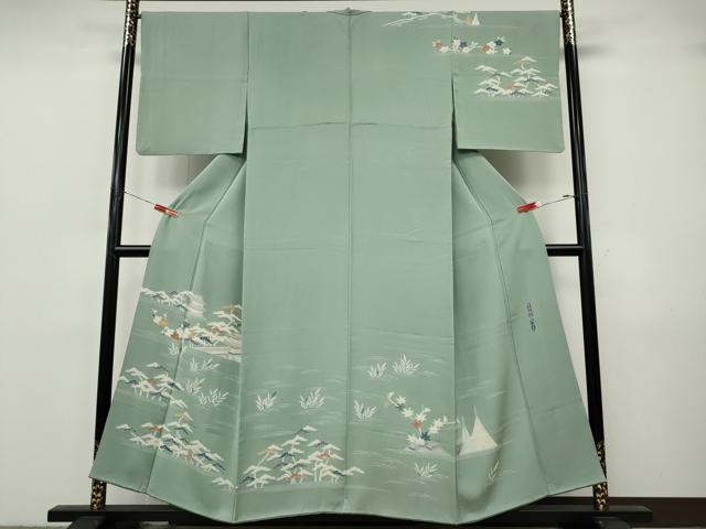 平和屋着物●名門・上野家 上野街子 清染居 訪問着 風景文 正絹 逸品 CABJ6657ut
