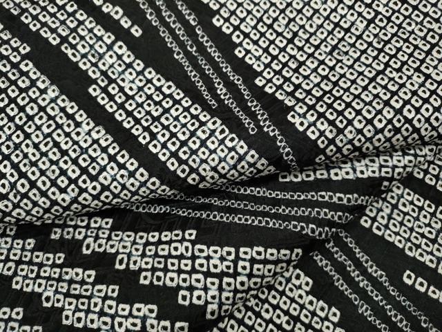 平和屋着物●上質な小紋 総絞り 斜線吉祥文 黒地 正絹 逸品 CABJ6658ut