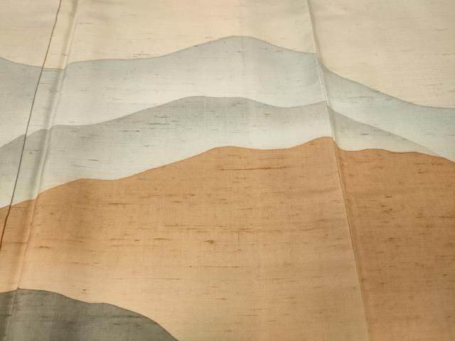 平和屋着物●石川県指定無形文化財 牛首紬 白山工房 手織り 訪問着 遠山文 正絹 逸品 未使用 CABJ6659ut