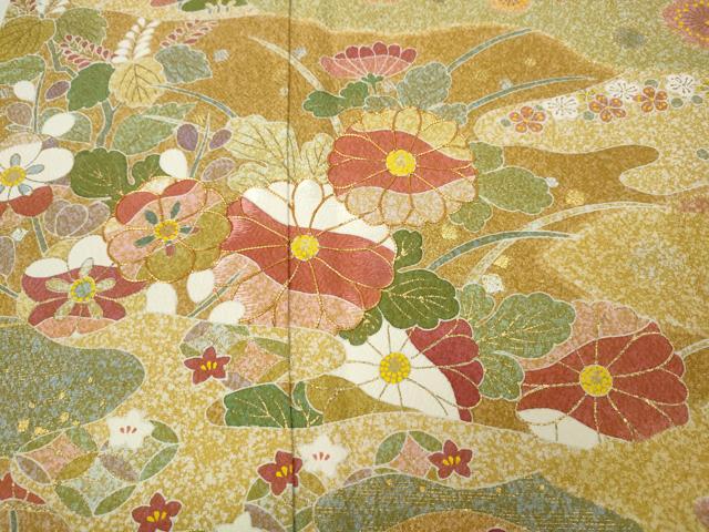 平和屋着物●京友禅の第一人者 松井青々 訪問着 駒刺繍 エ霞花文 金銀彩 正絹 逸品 CABJ6663ut