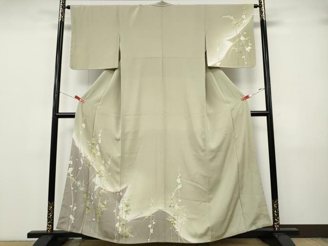 平和屋着物●本加賀友禅作家 奥田勝将 訪問着 松葉笹梅文 暈し染め 正絹 逸品 未使用 CABJ6664ut