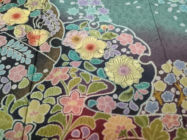 平和屋着物●訪問着 辻が花 絞り 暈し染め 金糸 京都きもの友禅 ロング丈 正絹 逸品 CABJ6682ut
