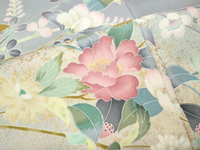 平和屋着物●訪問着 友禅 枝花文 暈し染め 金彩 正絹 逸品 CABJ6688ut