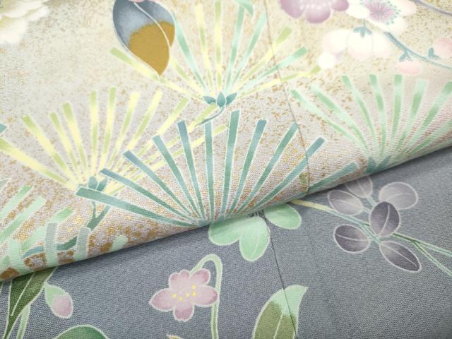 平和屋着物●訪問着 友禅 枝花文 暈し染め 金彩 正絹 逸品 CABJ6688ut
