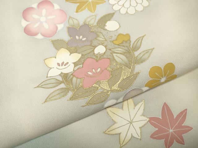 平和屋着物●訪問着 草花丸文 暈し染め 金彩 正絹 逸品 CABJ6689ut