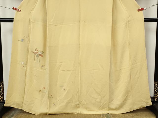 平和屋着物●訪問着 総刺繍 駒刺繍 こぼれ松葉枝花文 鬼しぼ縮緬 正絹 逸品 CABJ6690ut
