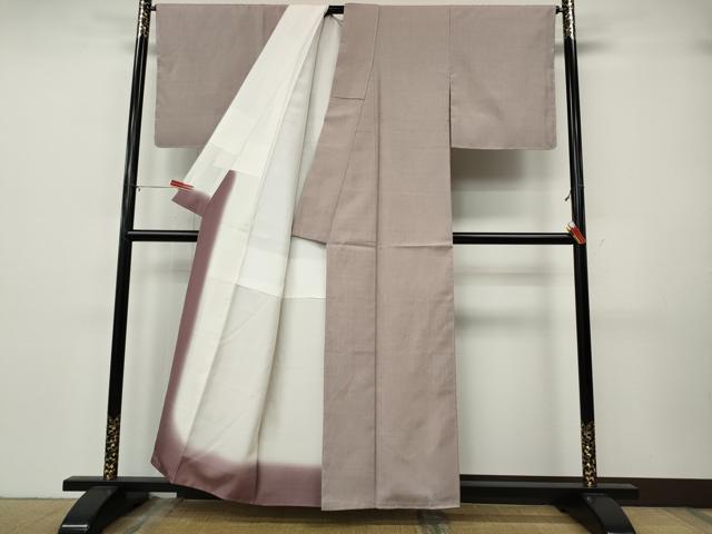 平和屋着物●本場結城紬 重要無形文化財 色無地 薄柿色 正絹 逸品 未使用 CABJ6694ut