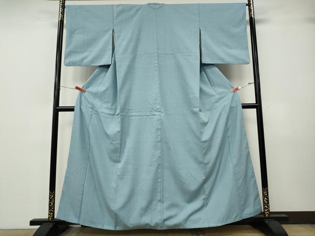 平和屋着物●結城紬 色無地 水色 正絹 逸品 CABJ6695ut