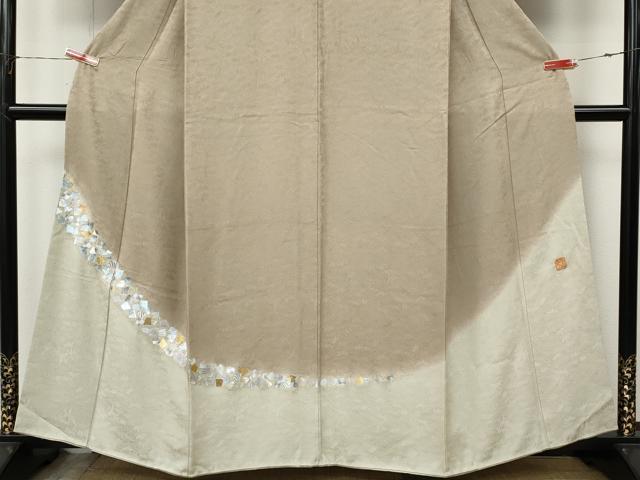 平和屋着物●金彩友禅作家 金彩の魔術師 堀省平 金煌織 訪問着 箔散らし 桐竹鳳凰地紋 暈し染め 金銀彩 正絹 逸品 CABJ6699ut