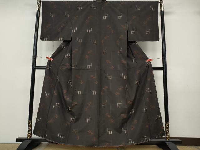 平和屋着物●上質な紬 琉球絣文様 正絹 逸品 CABJ6712ut