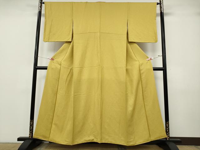 平和屋着物●上質な色無地 枝地紋 芥子色 正絹 逸品 CABJ6716ut