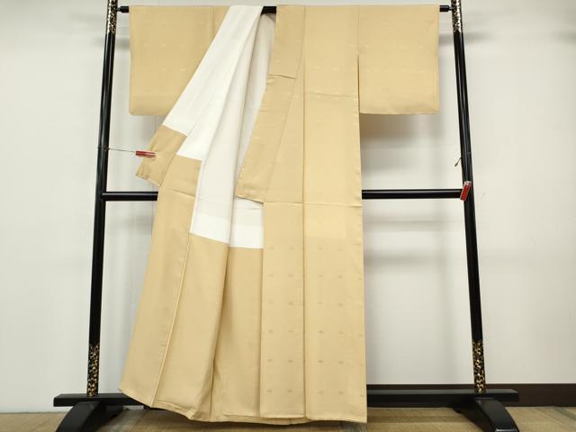 平和屋着物●上質な色無地 草花地紋 薄香色 正絹 逸品 CABJ6717ut