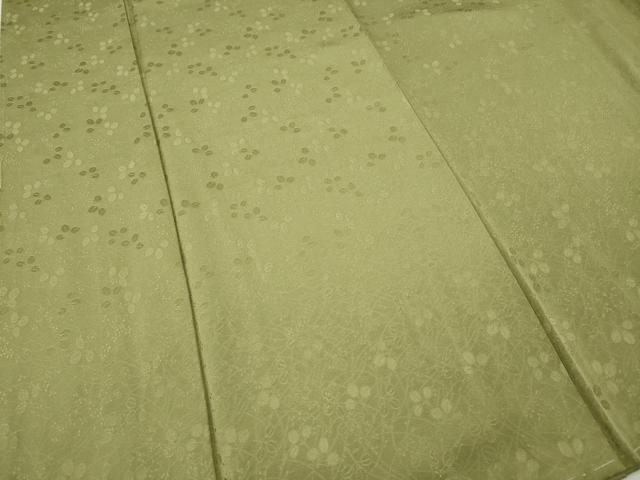 平和屋着物●上質な色無地 草葉地紋 青朽葉色 正絹 逸品 未使用 CABJ6719ut