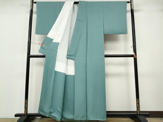 平和屋着物●上質な色無地 舞葉地紋 水浅葱色 正絹 逸品 CABJ6723ut