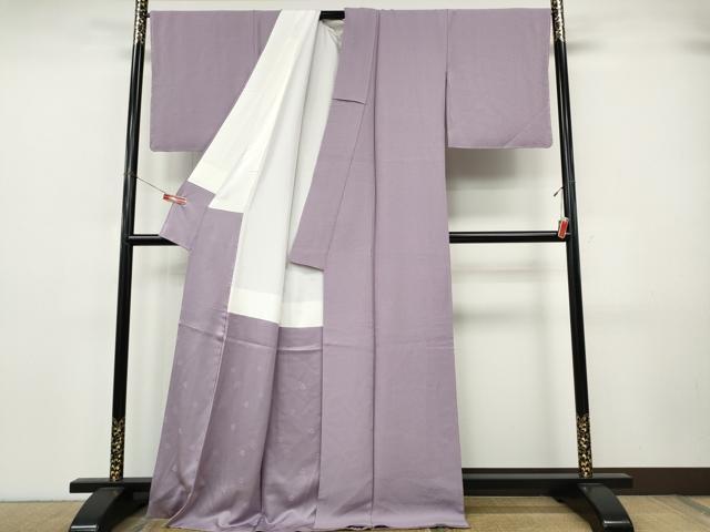 平和屋着物●上質な色無地 格子地紋 浅紫色 正絹 逸品 CABJ6727ut