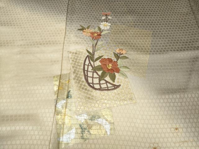 平和屋着物●訪問着 刺繍 色紙重ね花籠文 暈し染め 金銀彩 正絹 逸品 未使用 CABJ6737ut