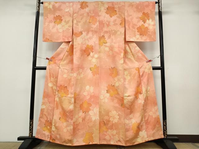 平和屋着物●上質な小紋 地紋起こし 舞花文 暈し染め 正絹 逸品 CABJ6739ut