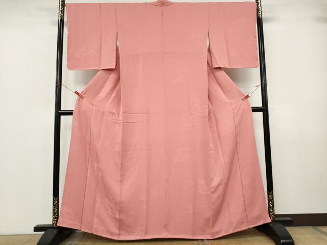 平和屋着物●上質な色無地 片輪車地紋 薄紅色 正絹 逸品 未使用 CABJ6745ut