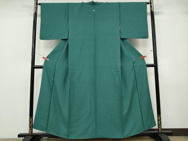 平和屋着物●上質な色無地 花唐草地紋 青碧色 正絹 逸品 CABJ6753ut
