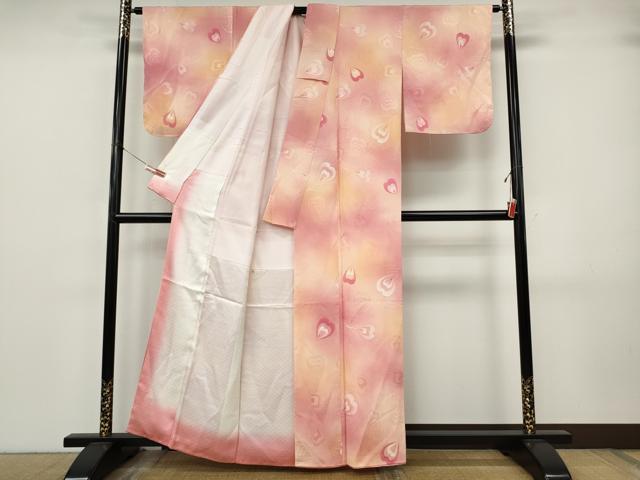 平和屋着物●上質な小紋 地紋起こし 孔雀羽文 暈し染め 正絹 逸品 CABJ6762ut