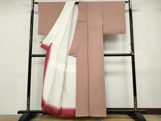 平和屋着物●江戸小紋 万筋 臙脂色×薄卵色 正絹 逸品 CABJ6763ut