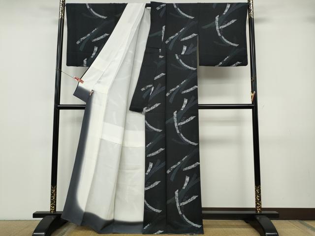 平和屋着物●上質な小紋 熨斗吉祥文 黒地 ますいわ屋扱い 正絹 逸品 CABJ6769ut