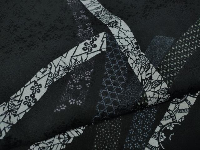 平和屋着物●上質な小紋 熨斗吉祥文 黒地 ますいわ屋扱い 正絹 逸品 CABJ6769ut