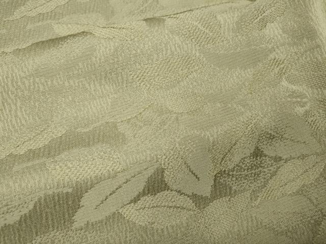平和屋着物●染師 故・山代谷隆 色無地 舞葉地紋 利休色 正絹 逸品 CABJ6772ut
