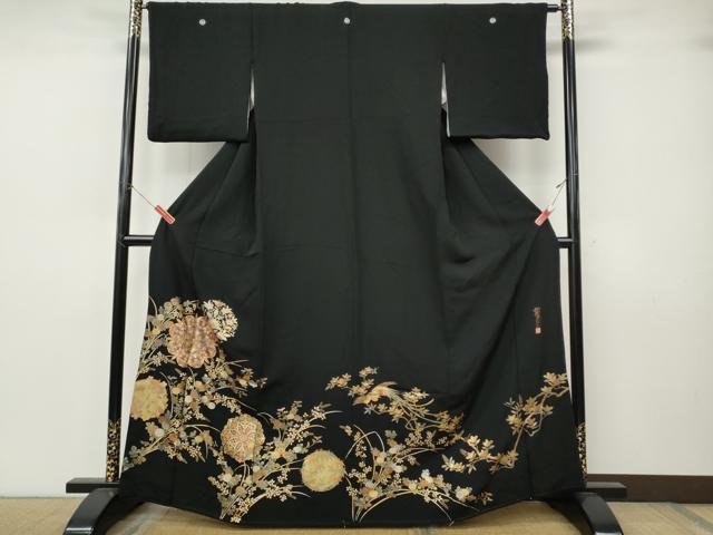 平和屋着物●豪華黒留袖 作家物 正倉院花文 金銀彩 正絹 逸品 CABJ6776ut