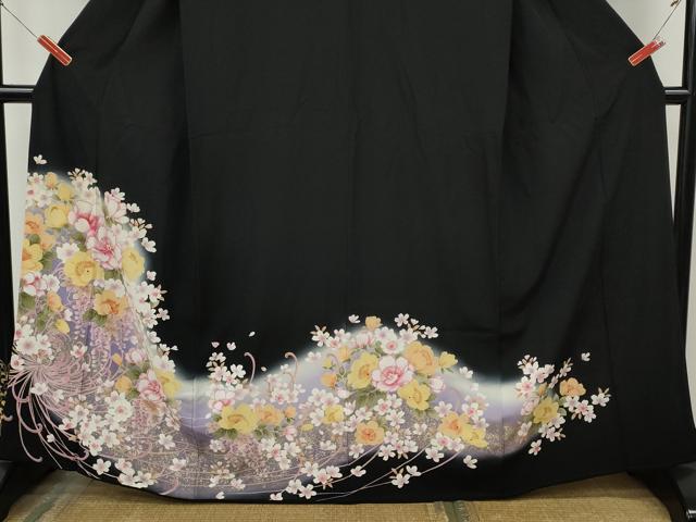 平和屋着物●豪華黒留袖 乱菊 舞花文 暈し染め 金彩 正絹 逸品 CABJ6777ut