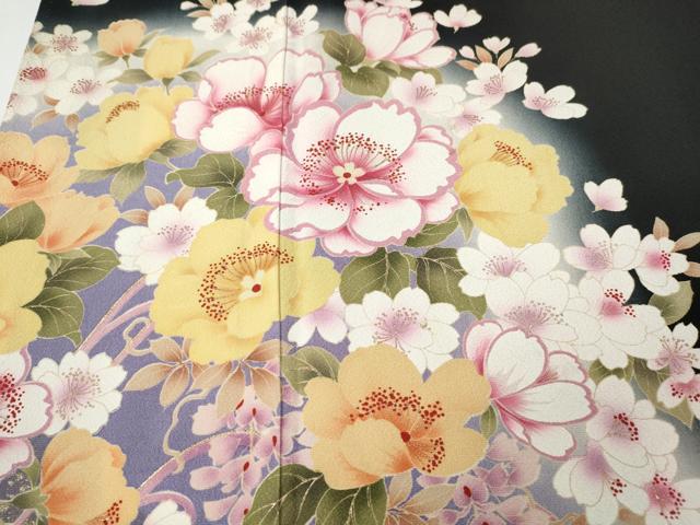 平和屋着物●豪華黒留袖 乱菊 舞花文 暈し染め 金彩 正絹 逸品 CABJ6777ut