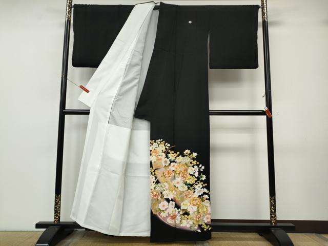 平和屋着物●豪華黒留袖 駒刺繍 破れ色紙舞花文 暈し染め 正絹 逸品 CABJ6778ut