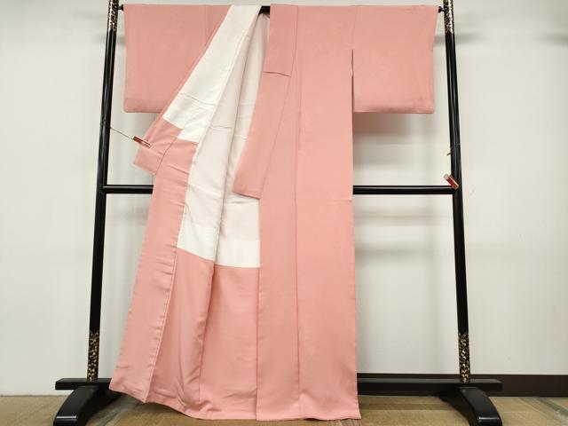 平和屋着物●上質な色無地 枝花地紋 薄紅色 正絹 逸品 CABJ6786ut