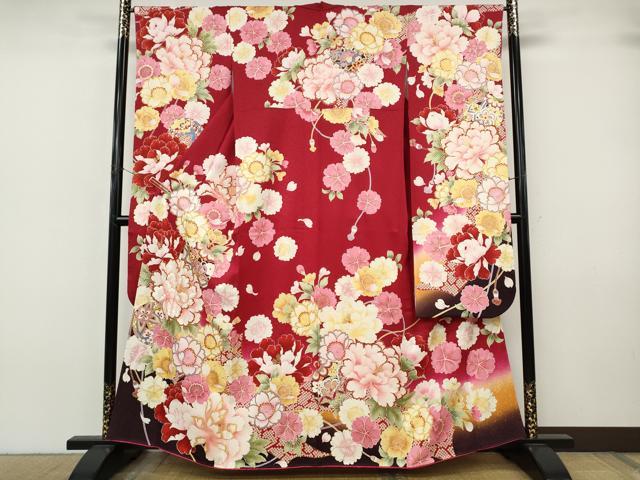 平和屋着物●豪華振袖 刺繍 花鞠文 暈し染め 金彩 正絹 逸品 CABJ6791ut