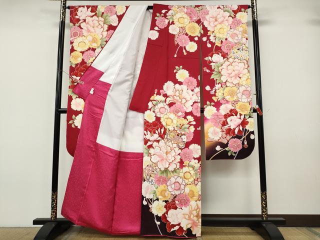 平和屋着物●豪華振袖 刺繍 花鞠文 暈し染め 金彩 正絹 逸品 CABJ6791ut