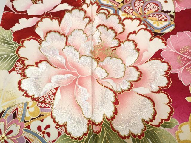平和屋着物●豪華振袖 刺繍 花鞠文 暈し染め 金彩 正絹 逸品 CABJ6791ut
