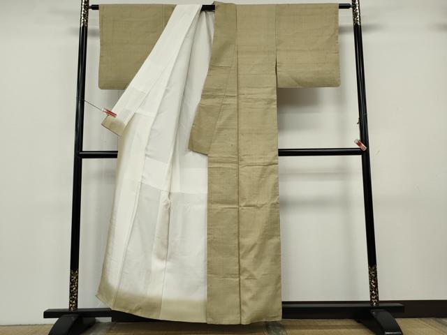 平和屋着物●生紬 色無地 浅黄色 正絹 逸品 CABJ6798ut