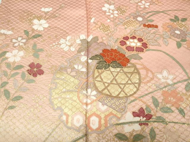 平和屋着物●訪問着 雪輪花籠文 暈し染め 金彩 正絹 逸品 CABJ6800ut