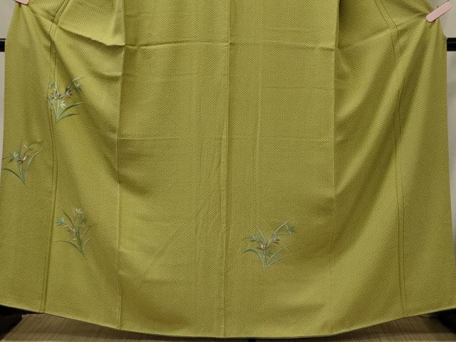 平和屋着物■訪問着 駒刺繍 草葉文 銀糸 正絹 逸品 CABJ6861oy