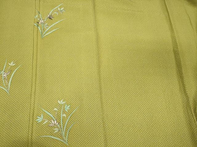 平和屋着物■訪問着 駒刺繍 草葉文 銀糸 正絹 逸品 CABJ6861oy