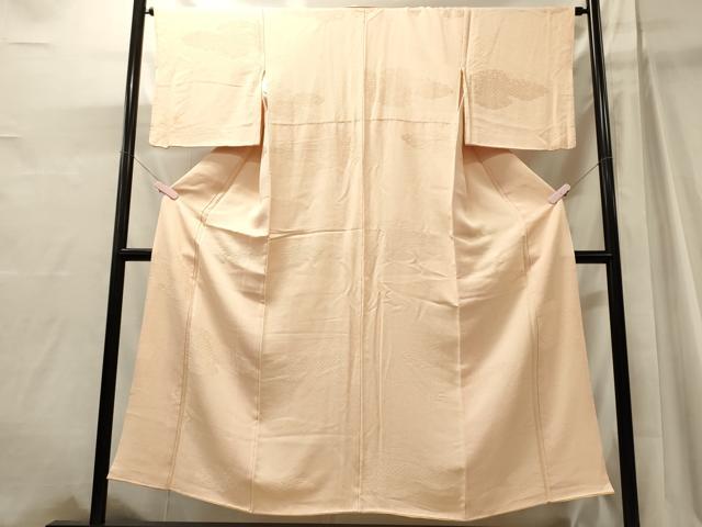 平和屋着物■上質な色無地 雲取り吉祥地紋 肌色 正絹 逸品 CABJ6883oy