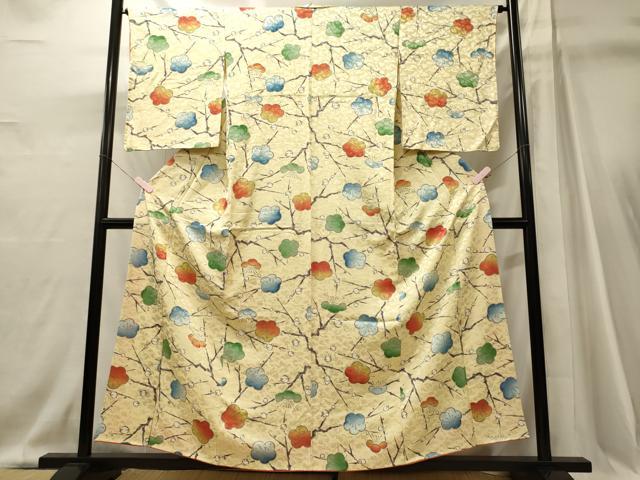 平和屋着物■上質な小紋 枝梅文 暈し染め 正絹 逸品 未使用 CABJ6886oy
