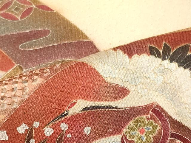 平和屋着物■訪問着 扇面飛鶴花松文 暈し染め 金銀彩 正絹 逸品 CABJ6888oy